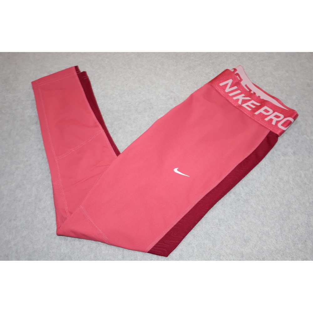 Nike Pro Leggings Womens XL Pink Dri-Fit Athletic Compression Pants Gym Workout